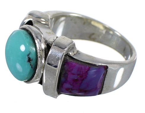 Southwestern Turquoise And Magenta Turquoise Silver Ring Size 5-1/2 WX82091